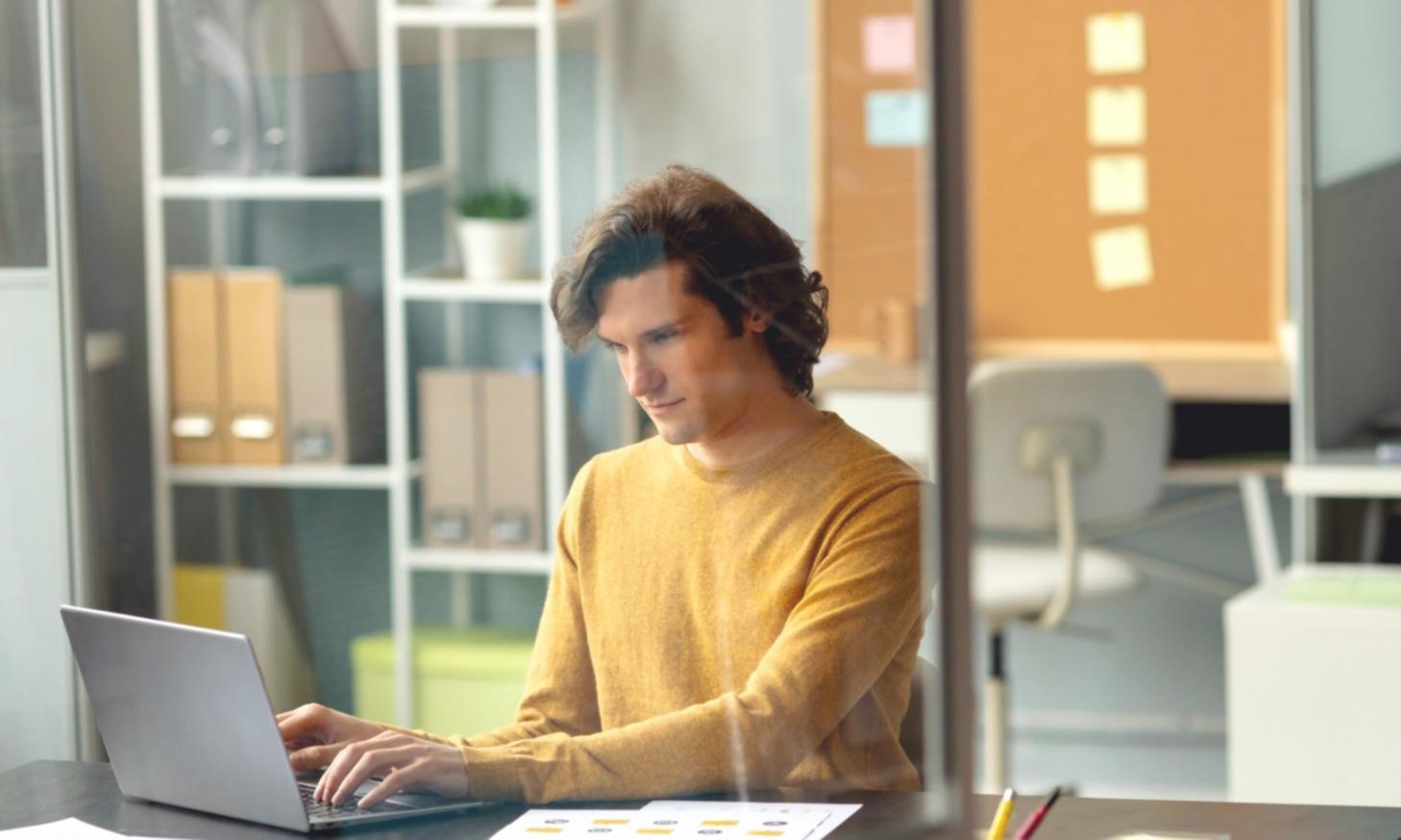 Modern office workspace showcasing collaborative microservices development environment